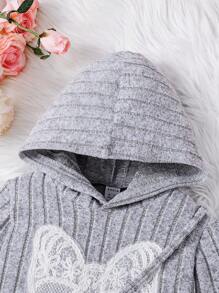 SHEIN 2 Stücke/Set Kleine Mädchen Lässig Sport Bequemer Langarm Kapuzen Outfit, Herbst