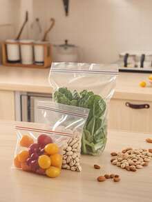 SHEIN 1 pièce Sac de conservation réutilisable Sac de rangement réfrigéré pour légumes, fruits et grains. Sac scellé multi-tailles pour aliments frais. Sac scellé pour aliments frais au réfrigérateur (motif du sac aléatoire) - Blanc - Voir 2
