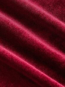 SHEIN MOD 复古优雅女式褶皱荷叶边下摆长款单肩连衣裙 - 酒紅色 - 查看 4