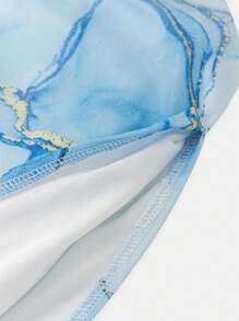 SHEIN Girlism 青少年女孩休闲简约舒适露肩束腰贴身中长连衣裙 - 淺藍色 - 查看 5