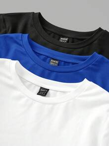 SHEIN EZwear 3 Stücke Damen Rundhals Lässig Fitted Langarm T-Shirt Set, geeignet für Frühling, Herbst und Winter - Verschiedenfarbig - Übersicht 5