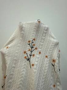 CottageSlumber Romantic-Flora Daisy Pattern Strap Decor Ruffle Trim Cute & Comfortable Jumpsuit Floral Lingerie Ruffle Lingerie White Lingerie Summer Lingerie Cute Lingerie  Cozy And Elegant Details - White - View 8