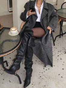 DAZY Áo khoác dài nữ, màu xám thu/đông - Xám - Xem 3