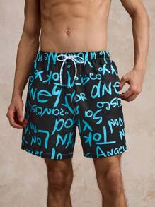 Surfspeed Men's Summer Vacation All-Over Print Drawstring Waist Beach Shorts - Multicolor - View 5