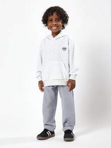 SUMWON Kids Pullover Hoodie Sweatshirt With Centre Pocket And Small Logo Patch Daily Casual School Wear Comfortable Winter Spring Top - Grey - View 1