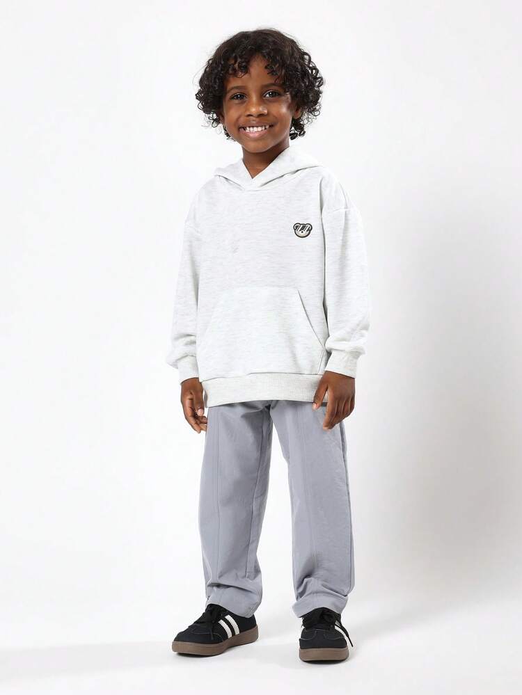 Pullover Hoodie With Centre Pocket And Logo Patch