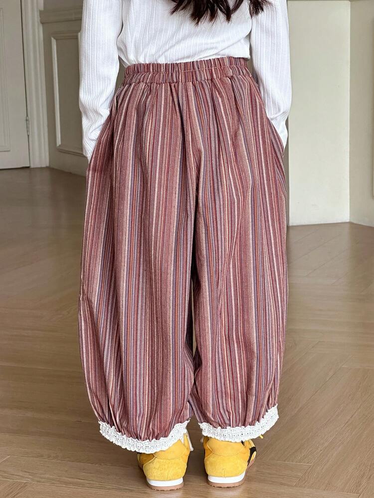 Young Girls Floral Loose Casual Pants