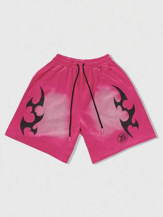 Grunge Punk Men's Retro Fashion Drawstring Print Shorts