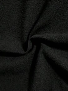 Manfinity RSRT 男士夏季纯色短袖单排扣衬衫和短裤休闲两件套 - 黑色 - 查看 8