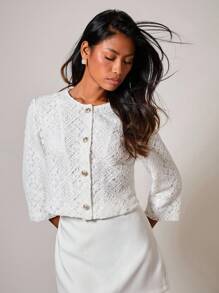 COSMINA Women's Fashionable And Elegant Thin Blazer Jacket For Commuting In Fall/Winter - Beige - View 4