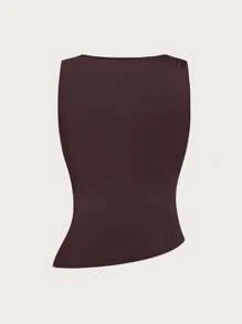 Sweetra 3 件套加大码优雅无袖圆领纯色修身休闲吊带背心 - 彩色 - 查看 5