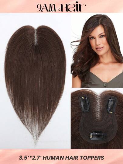 Human Hair Toppers For Women Real Human Hair Toppers For Thinning Hair Pieces For Women Handmade Swiss Base Human Hair Toppers No Bangs Top Hair Extensions Hair Pieces With Thinning Hair 10Inch (4#)