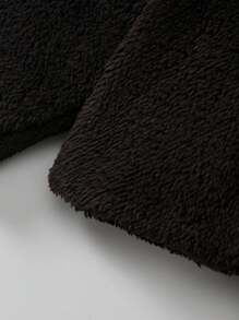 SHEIN Baby Girls' Warm Fleece Cardigan With Bow, Elegant And Versatile, Suitable For Outings, Autumn/Winter Fall - Black - View 3