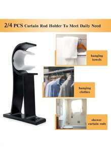 2 pièces Supports de tringle à rideaux réglables, crochets de rideau 20-28 mm en alliage d'aluminium robuste. Support de tige de fixation avec vis pour rideaux ou armoire (noir). Cadeaux d'anniversaire et de remise des diplômes