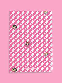 THE POWERPUFF GIRLS X SHEIN Cuaderno con tapa dura de color rosa con el patrón de Blossom, Bubbles y Buttercup - Páginas en blanco para bocetos, garabatos, diario y notas | Regalo con diseño de dibujos animados lindos para niñas - Rosa - Ver 4