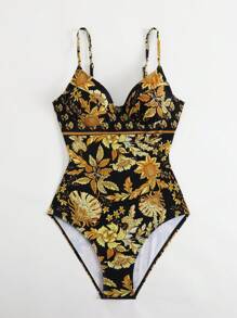 Swim Chiccia New Summer Printed Push-Up Underwire One-Piece Swimsuit - Multicolor - View 6