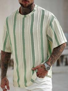 Manfinity RSRT Men's Casual Knitted Textured Jacquard Pink T-Shirt