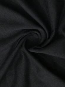 ROMWE MEN Prep 男士街头美式T恤，局部喷绘，日常穿着，短款蝙蝠袖，春夏 - 黑色 - 查看 5