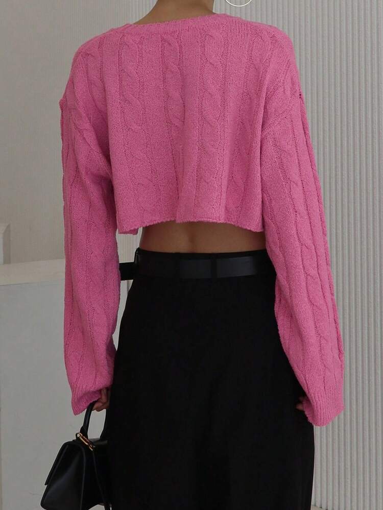 Short Sleeve Sweater Women, Versatile Loose Fit Slimming Round Neck Solid Color Knit Pullover Crop Women Tops Fall