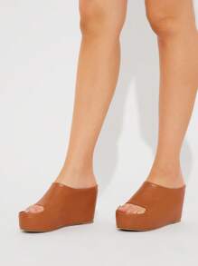 Solezae Women's Comfortable, Durable, Slip-On Wedge Sandals - Camel - View 4