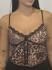 Lucia Bellido Summer Beach Vacation Bow Sexy See-Through Leopard Print Tops Daily Travel Leopard Print Tops Dating Tops Party Tops School Party Tops Festival Tops Birthday Tops Evening Tops Women's Tops Tank Top Office Tops Commuter Tops Work Wear Campus Tops Valentine's Day Outfits Nashville Outfits Summer Outfits For Women//Spring Clothes//Valentine's Day Outfit/Carnaval/Beach Vacation Outits - Multicolor - View 6