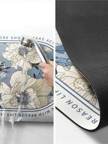 SHEIN 1 pieza Alfombra antideslizante y absorbente para baño, alfombra de diatomita con diseño floral azul, alfombra de baño con patrón vintage, alfombra en forma de U para inodoro, alfombra para lavabo, alfombra de baño de 2.5 mm de grosor, decoración de verano para el baño, accesorios de baño, de vuelta al colegio