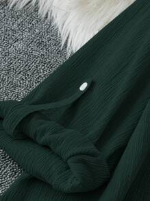 EMERY ROSE Blusa elegante de talla grande para mujer, de manga enrollada y cuello en V, de unicolor, para primavera y otoño - Verde Oscuro - Ver 5