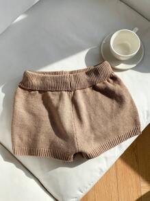 Comfortcana 秋冬休闲纯色高腰抽绳针织短裤