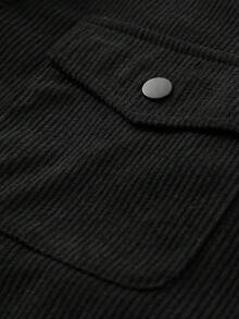 Chillumni Plusstorlek Herr Enfärgad Minimalistisk Casual Långärmad Jacka , Höst Vinter , Manchesterjacka - Svart - Visa 4