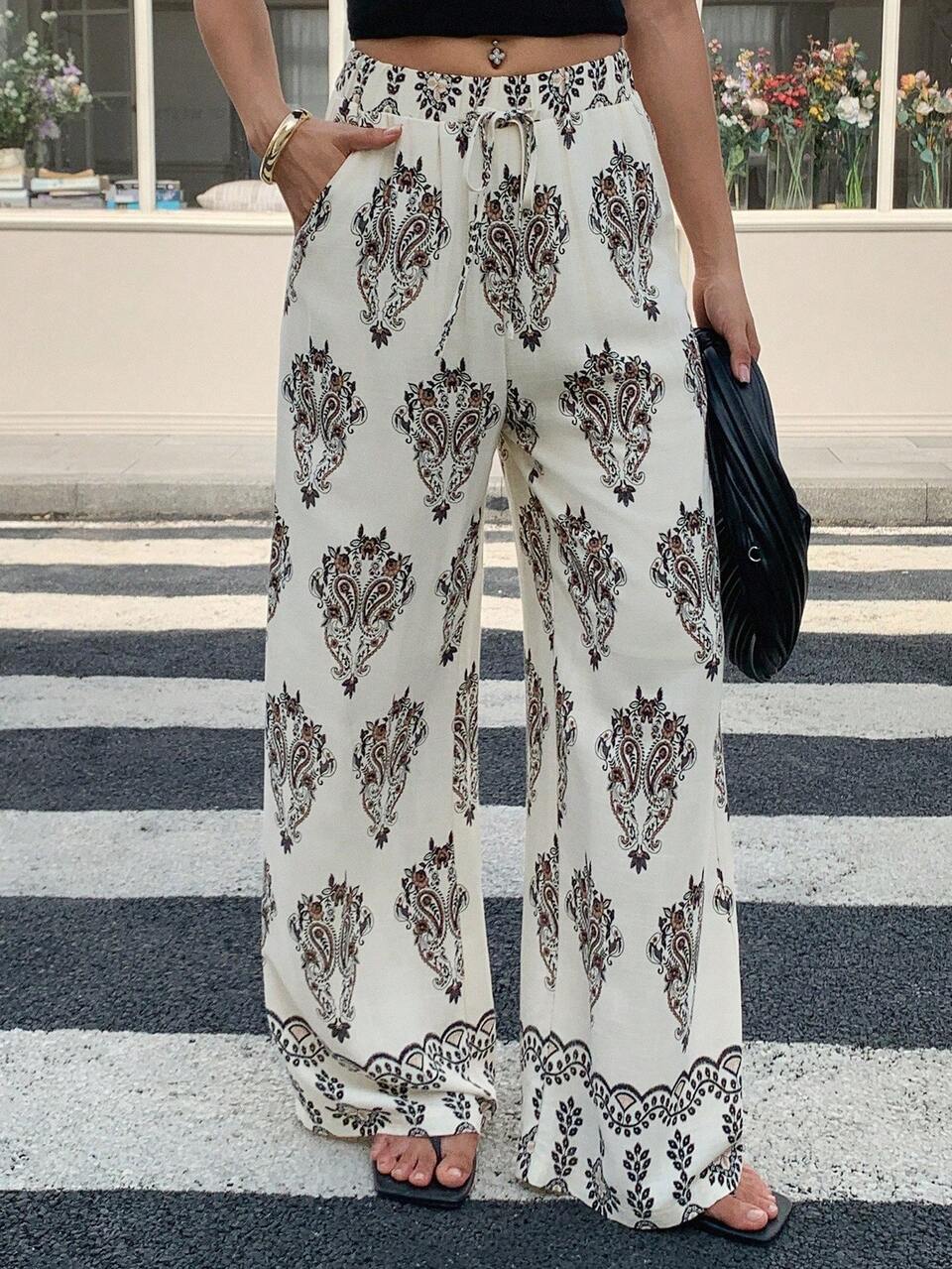 Women's Summer Vacation All-Over Print Drawstring Waist Loose Pants Boho