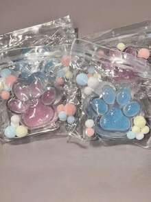 Zazumi 1 Stück transparente Katzen-Pfoten-Glitzer-rosa-blaue quetschbare Spielzeug mit langsamer Rückfederung, Stressabbau, Sensorik, Büro-Accessoire für Erwachsene, Zuhause, Karneval, Neujahrsgeschenk, Kawaii Dekoration, Home-Office Grundausstattung