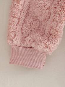 女婴柔软舒适毛绒面料长袖上衣和裤子家居服，粉色 - 粉色 - 查看 4