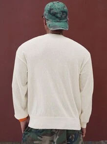DAZY Men's Letter Print Lightweight Sweater, Spring/Summer Fall,Winter Vacation - White - View 2