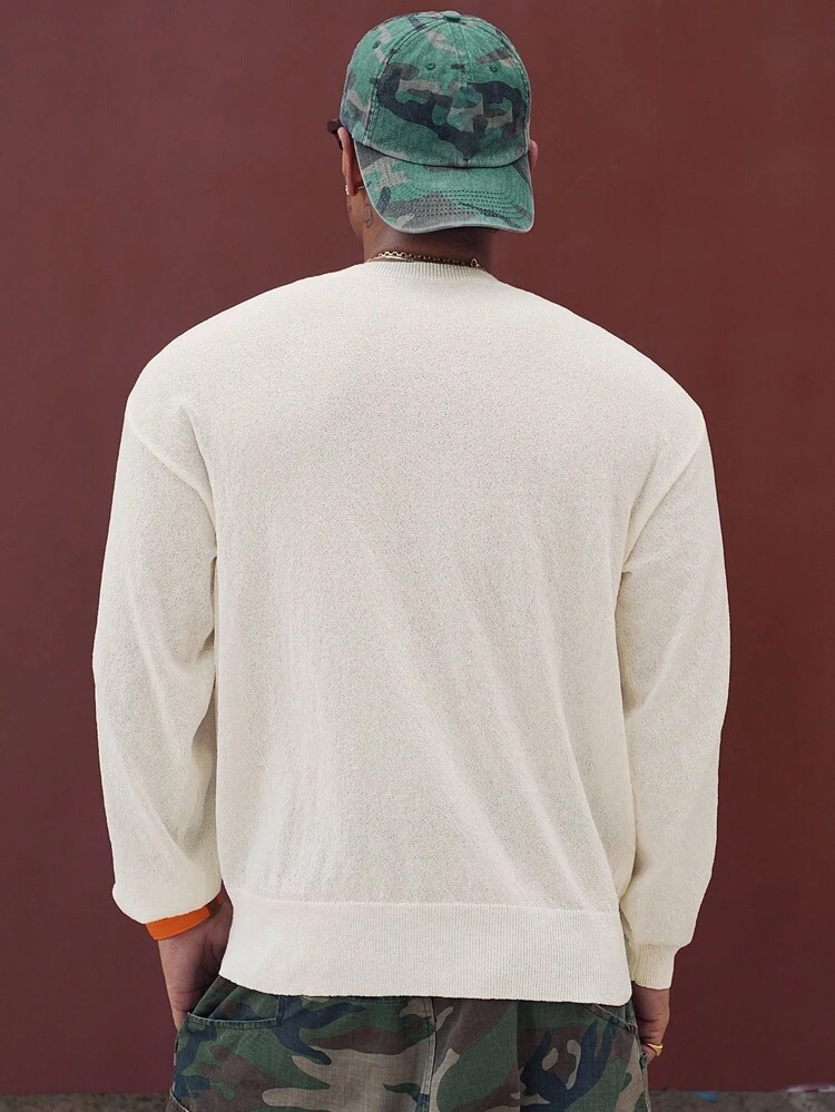 Men's Letter Print Lightweight Sweater, Spring/Summer Fall,Winter