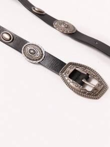 MUSERA Thắt lưng khóa chi tiết bạc phương Tây - màu đen - Xem 3