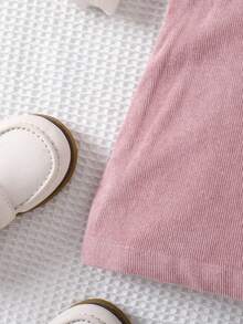 Girls Minimalist Versatile Suspender Dress, Suitable For Autumn & Winter - Pink - View 4