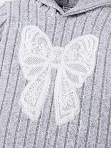 SHEIN 2 Stücke/Set Kleine Mädchen Lässig Sport Bequemer Langarm Kapuzen Outfit, Herbst