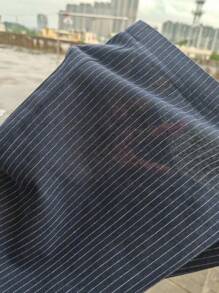 SHEIN Unity Women Low Waist Casual Cotton Striped Straight Leg Pants, Back To School Fall Cloth For Women - Navy Blue - View 7