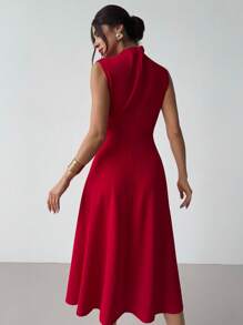 Firerie Đầm chữ A xếp nếp thanh lịch tối giản tinh tế lãng mạn ngọt ngào hàng ngày cho nữ đi làm đi chơi tiệc cưới lễ hội âm nhạc kỳ nghỉ áo yếm đỏ - Màu Đỏ Sâu - Xem 8