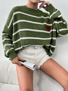 EURMUSE Suéter casual de talla grande con bloques de color y rayas, otoño/invierno - Multicolor - Ver 3