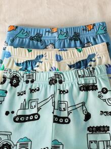 SHEIN Playful Pals Set de 6 piezas de pijama para niño: Camiseta ajustada con estampado de dibujos animados de espacios y animales marinos & Conjunto de pantalones cortos para niños pequeños - Multicolor - Ver 4