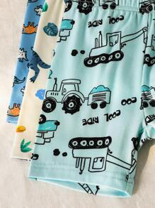 SHEIN Playful Pals Set de 6 piezas de pijama para niño: Camiseta ajustada con estampado de dibujos animados de espacios y animales marinos & Conjunto de pantalones cortos para niños pequeños - Multicolor - Ver 7