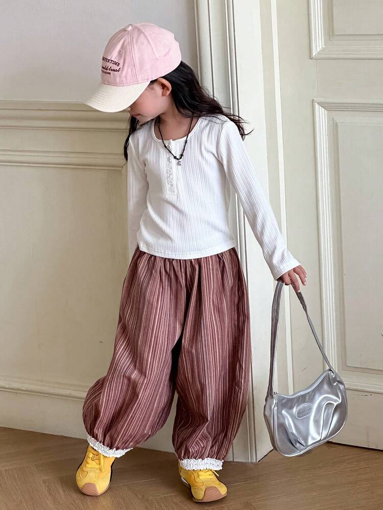 Young Girls Floral Loose Casual Pants