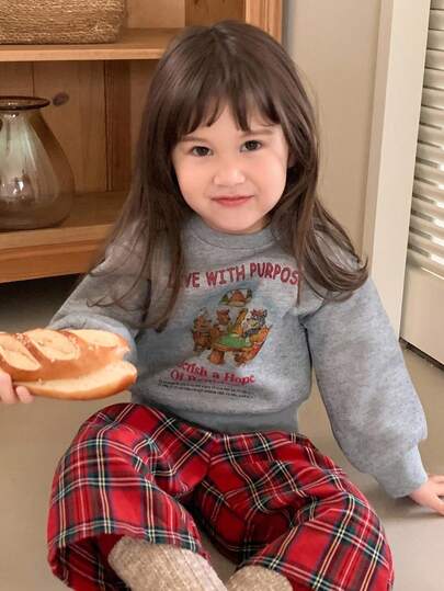 DAZY Toddler Girls' Cartoon Print Crew Neck Long Sleeve Sweatshirt, Spring/Autumn