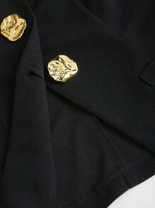 Sweetra French Minimalist Basic Metal Button Long Sleeve Women Regular Jacket Fall Winter Cloth For Women - Black - View 6