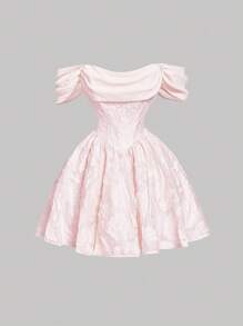 SHEIN MOD Đầm nữ cỡ lớn màu trơn xếp ly, viền bèo nhún, vạt bất đối xứng, đầm hai dây màu hồng nhạt, trang phục Valentine, trang phục mùa xuân cho nữ, trang phục dự tiệc độc thân, đầm hè, trang phục mùa xuân - Màu Hồng baby - Xem 5