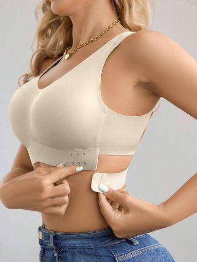 NudeFit 1pc Women Seamless No Padding Elegante Breathable Com Tafel Crisscross Back eau BH Front Closure Brapush Up Sports view 3