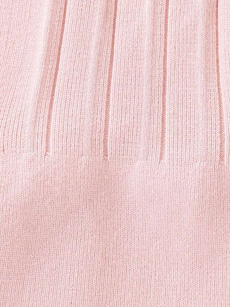 SHEIN Vintaside Kids Bodysuit de Tricô para Bebê Menina, Confortável, Adequado para Primavera/Verão e Outono/Inverno, Elegante e Versátil, Rosa e Rosa Claro, Adequado para Uso Diário, Interno, Externo e Viagem - Rosa chiclete - Visão 6