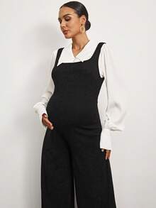 MaterniWear Office,Business Casual Woman,Fall Clothes,Autumn Clothes,Maternity Autumn Clothes Maternity Maternity Fashionable Versatile Solid Color Wide Leg Jumpsuit