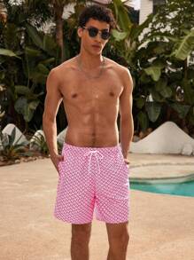 Zalmeno Men's Casual Allover Print Beach Shorts - Multicolor - View 4